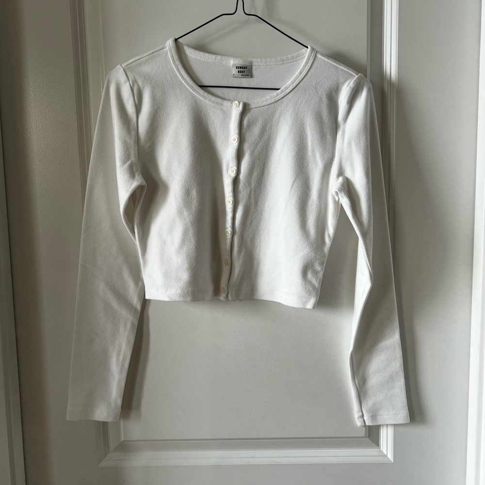 White cropped cardigan